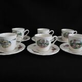 Six sarreguemines cups and saucers, obernai model