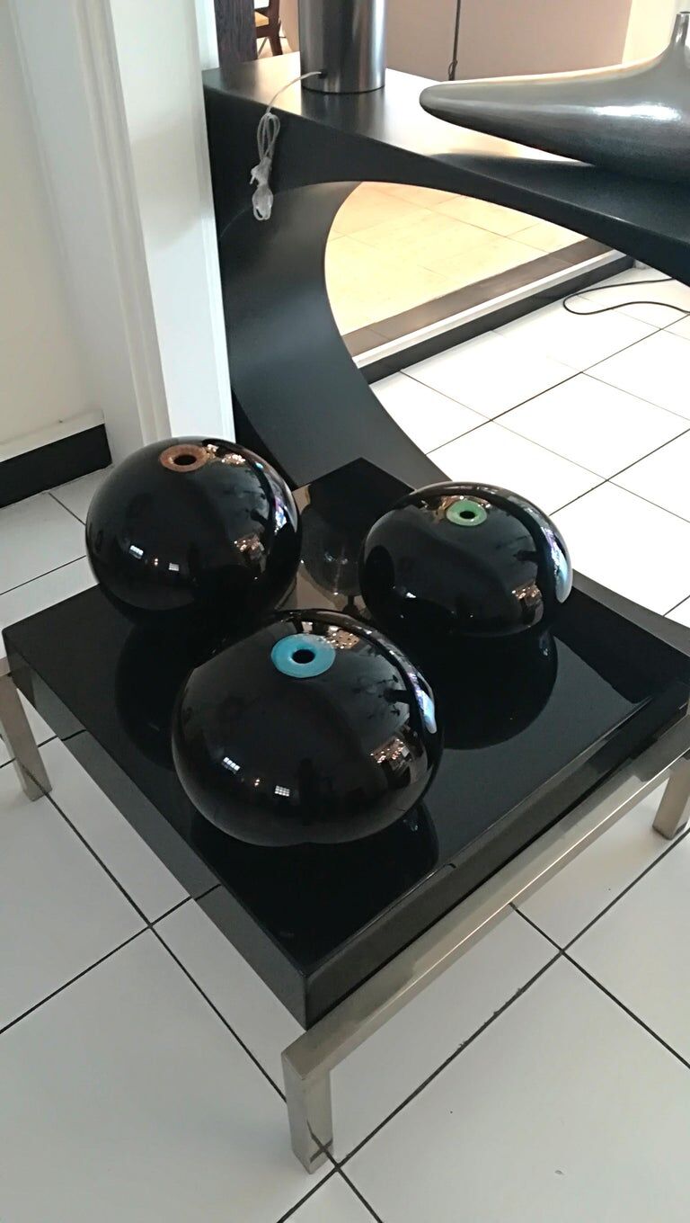 Paolo Crepax set of three Murano glass vases signed