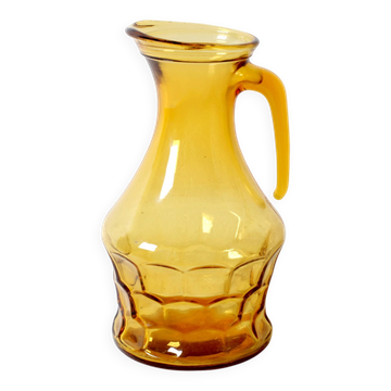 Rare Vintage Designer Italian Amber Glass Pitcher / Mid-century Jug / Italy