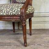 Pair Of Louis XVI Armchairs In Carved Wood, 18th Century