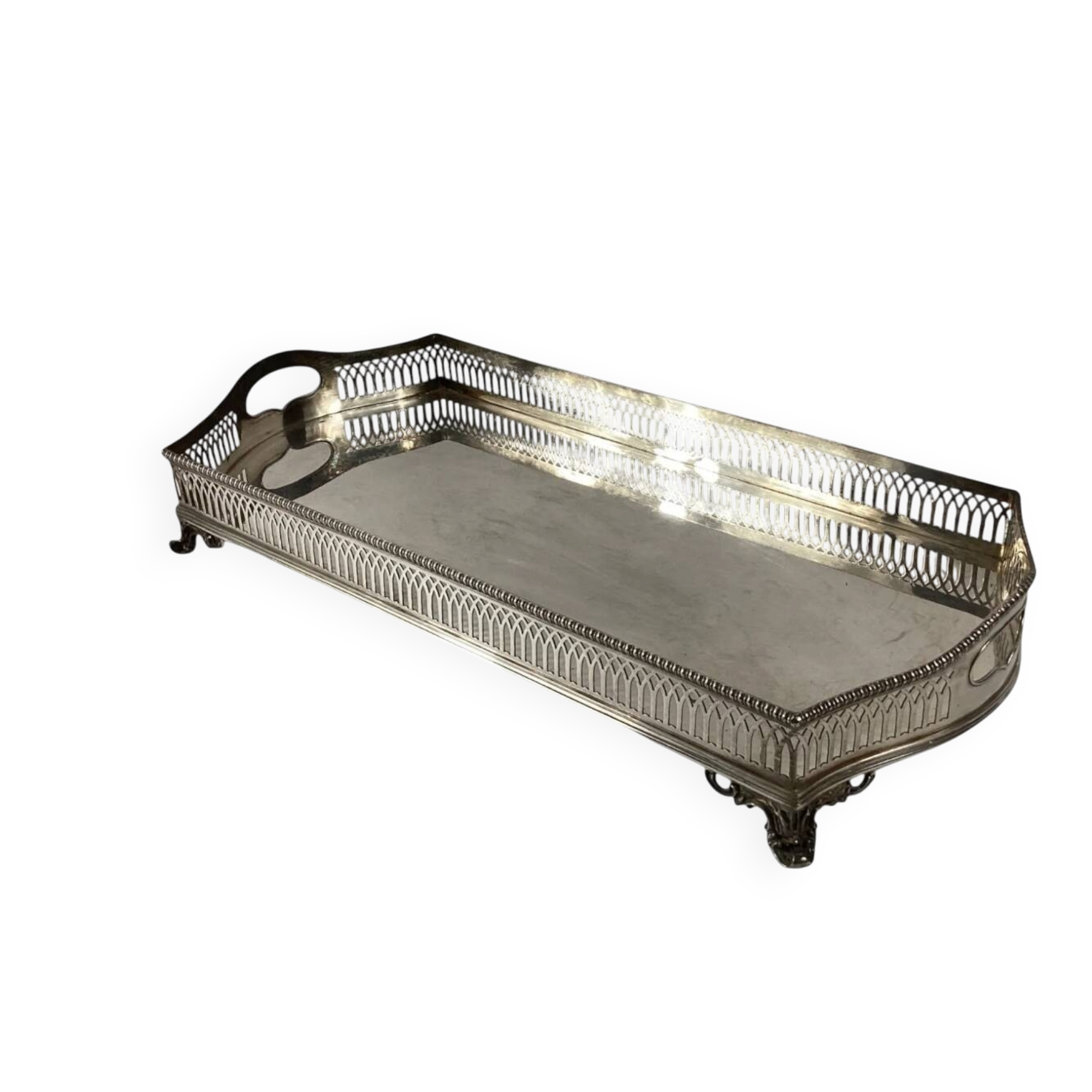 Important silver-plated metal table in the Louis XVI style.