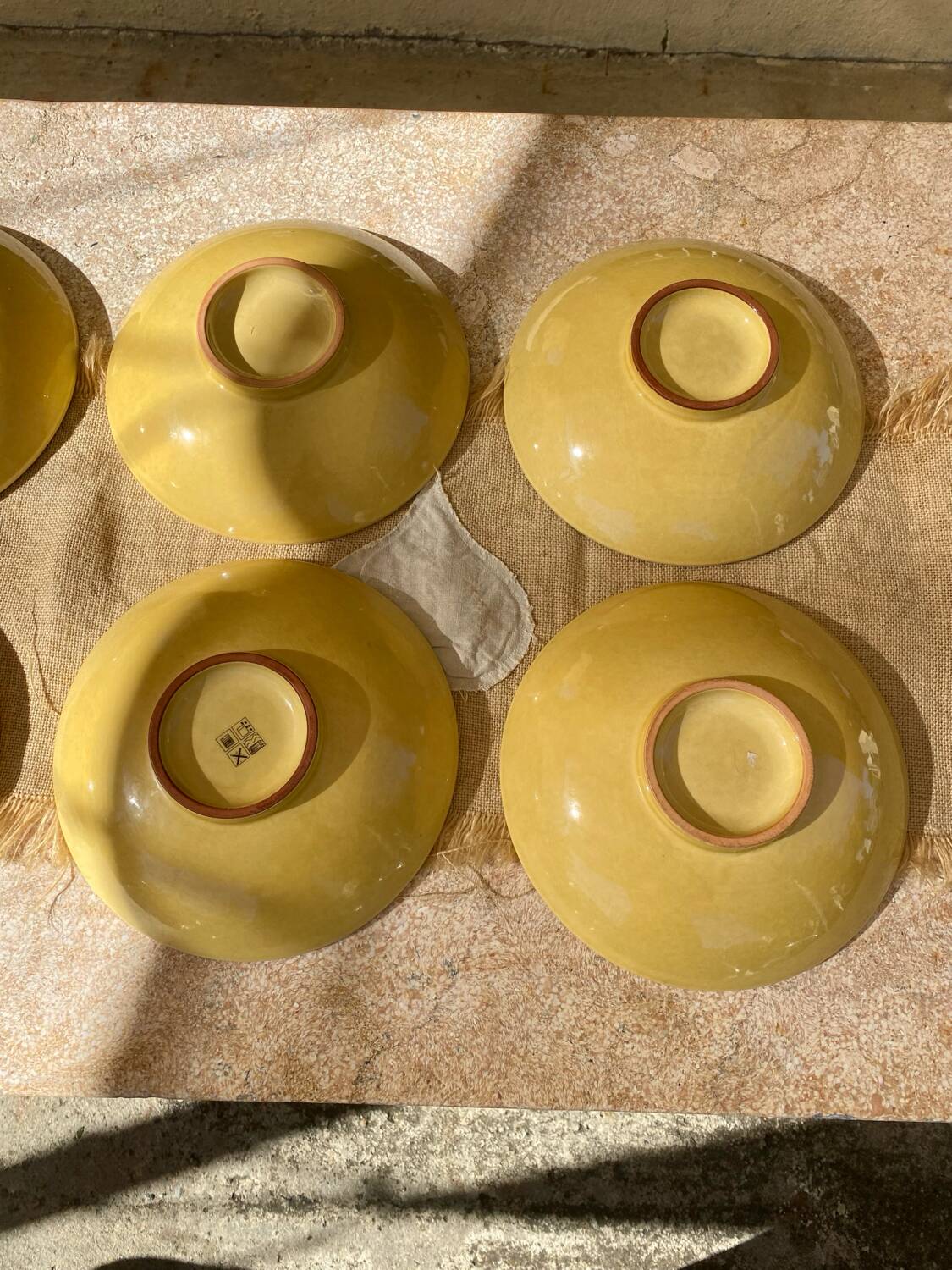 Vintage glazed ceramic deep plates