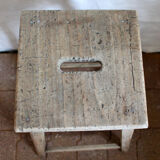 Pair of high workshop stools in raw wood