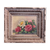 French vintage floral oil painting, signed Pelletier