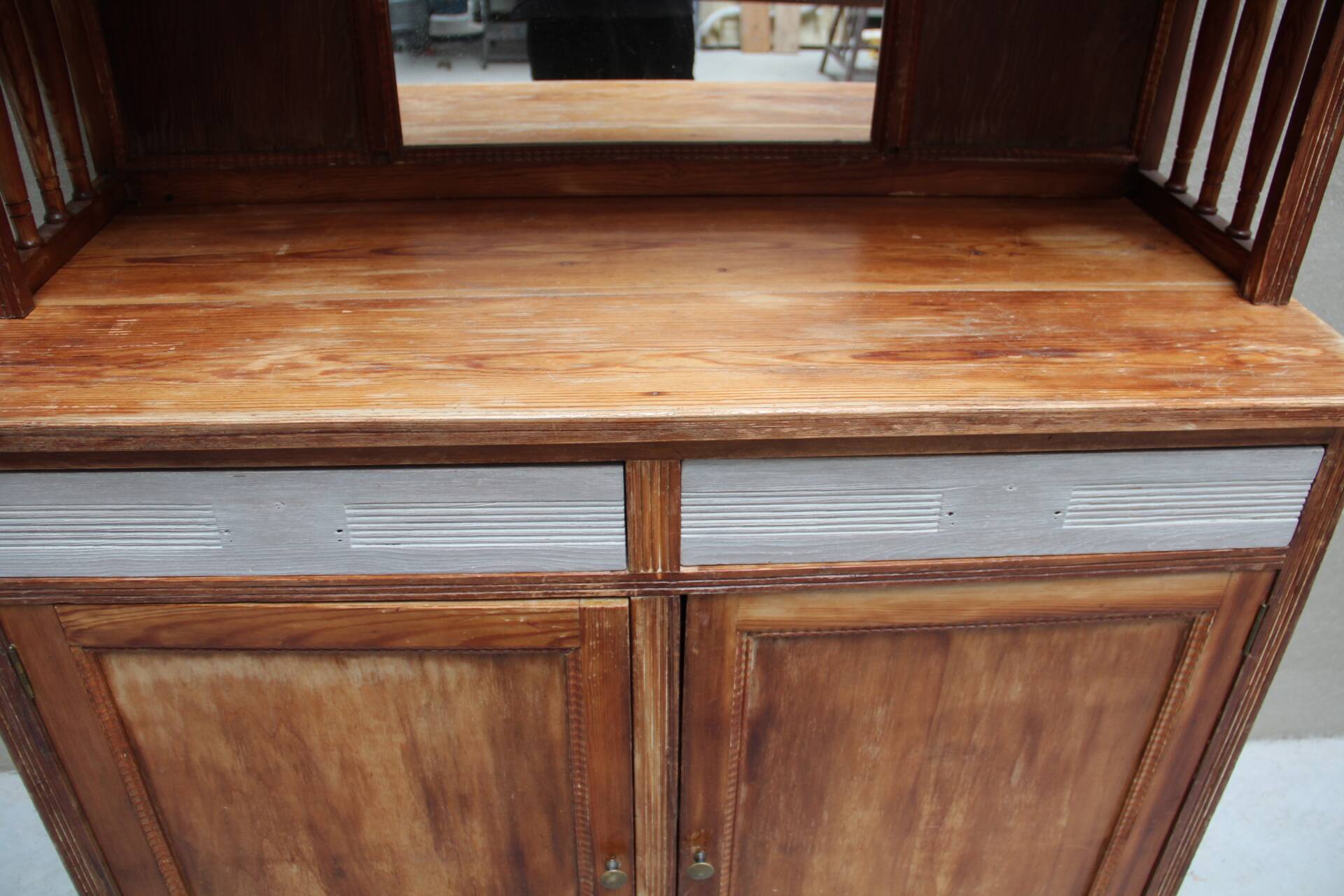 Art Deco pine dresser, beveled glass