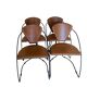 4 chaises de salle à manger en cuir marron Arrben