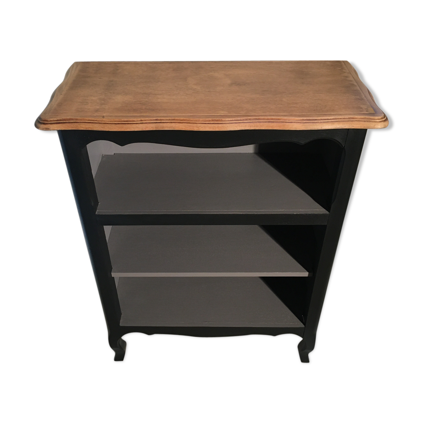 Oak, black and gray bookcase