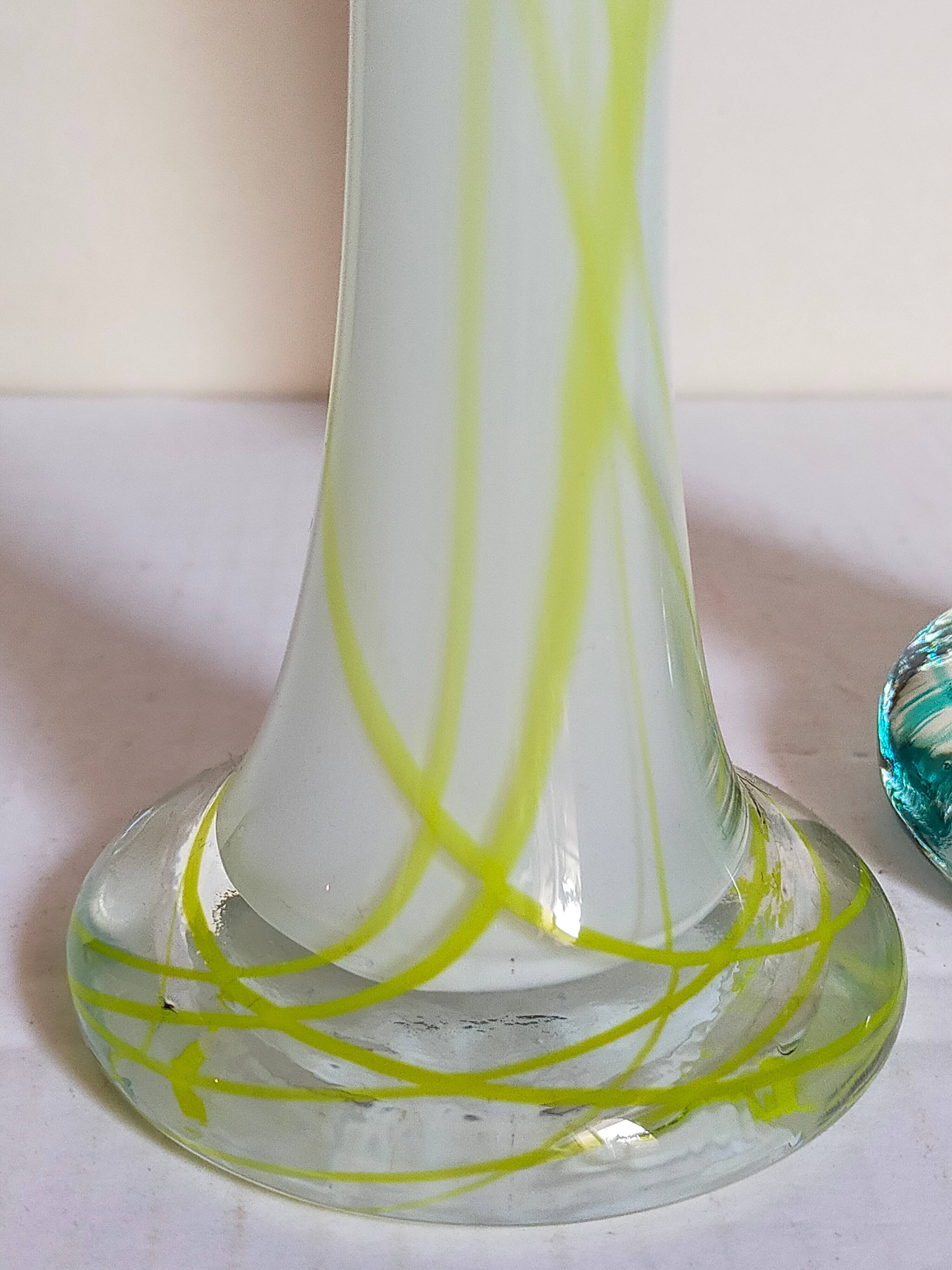 Duo of makora blown glass soliflores (krosno, poland) 1970s