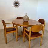 Vintage 70s Scandinavian design oak extendable table