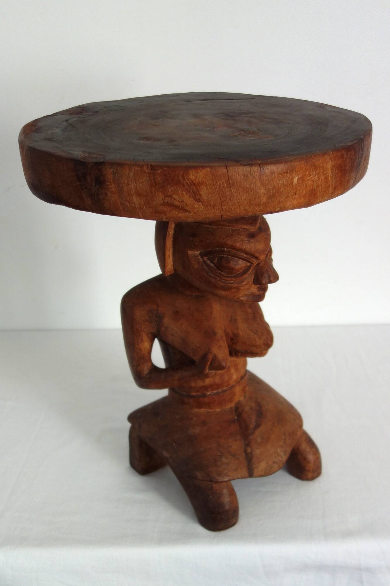 Vintage Luba carved wooden stool