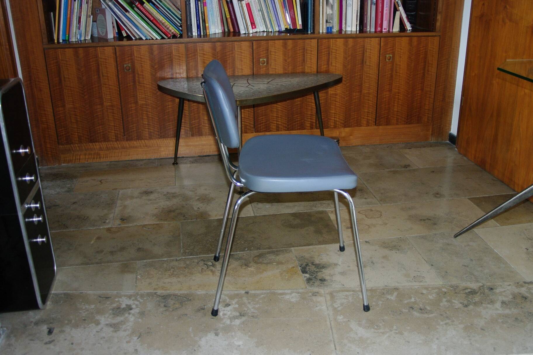 Vintage ski and chrome chair 1950