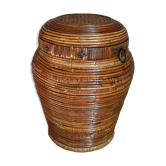 Basket with wooden lid and rattan early XXth