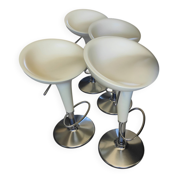 Lot de 4 tabourets Magis Bombo Stefano Giovannoni Blanc-Authentiques-TBE