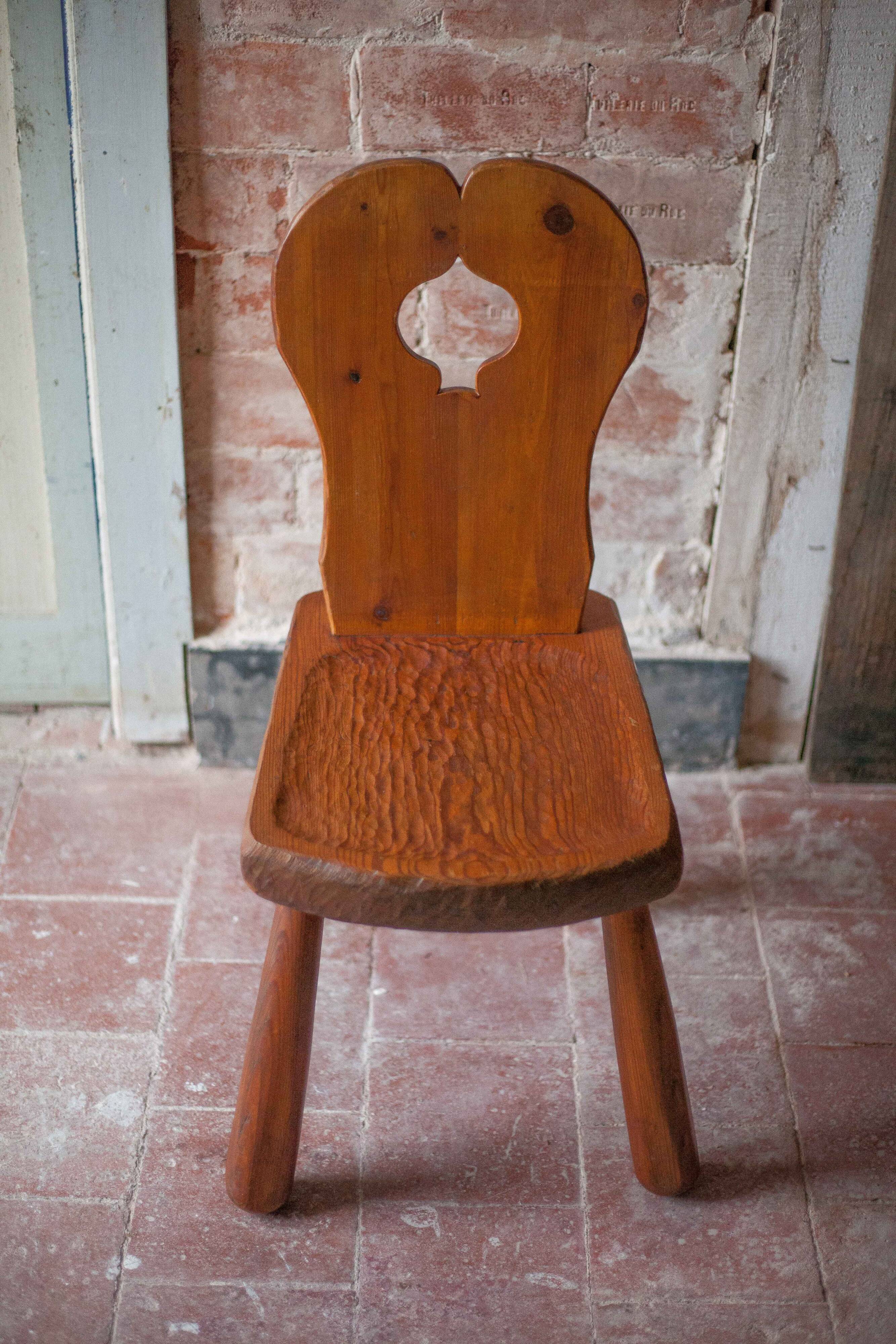 Vintage solid wood chair, brutalist chair, furniture, accent chair.