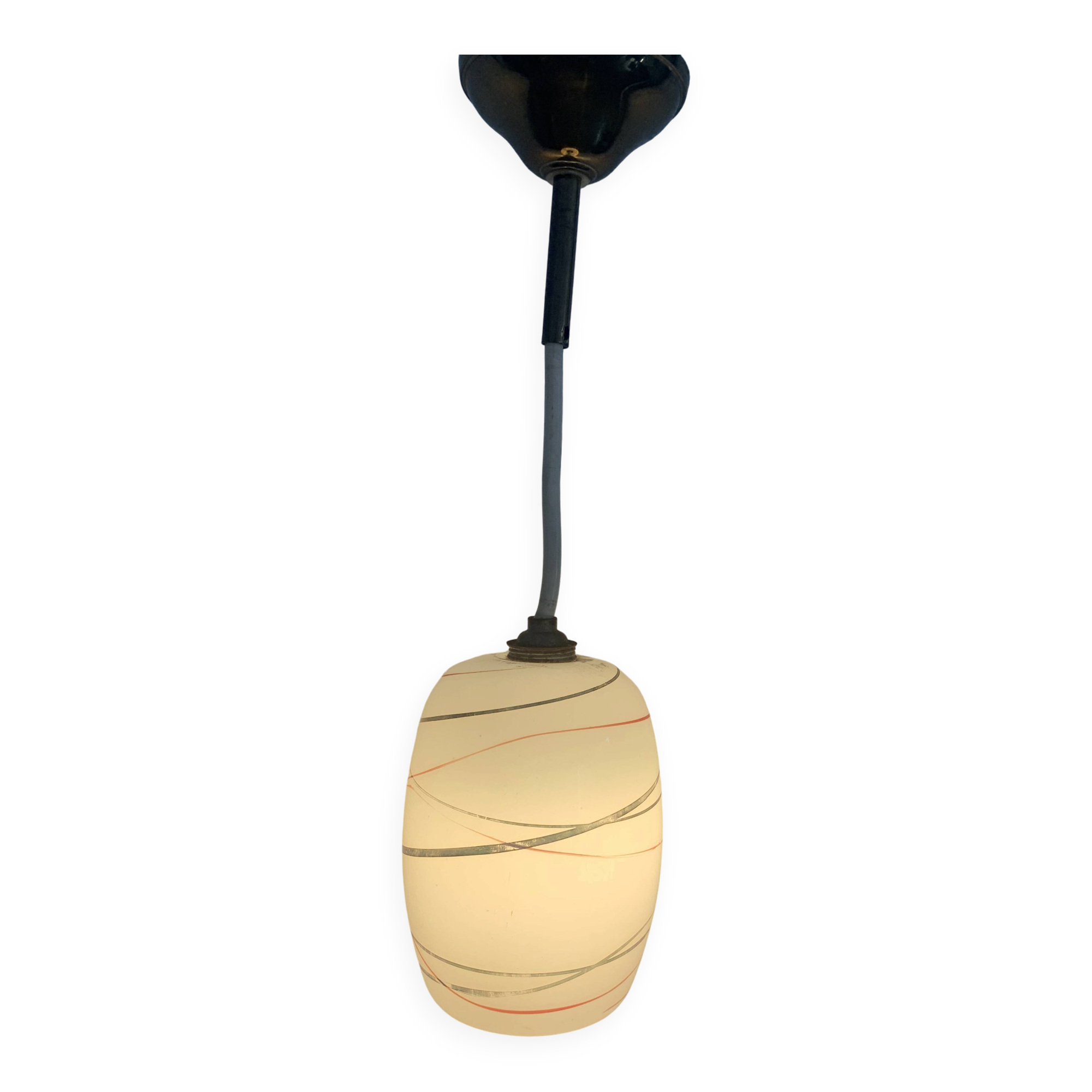 Vintage 1960 red and gold opaline suspension - 16 x 11 cm