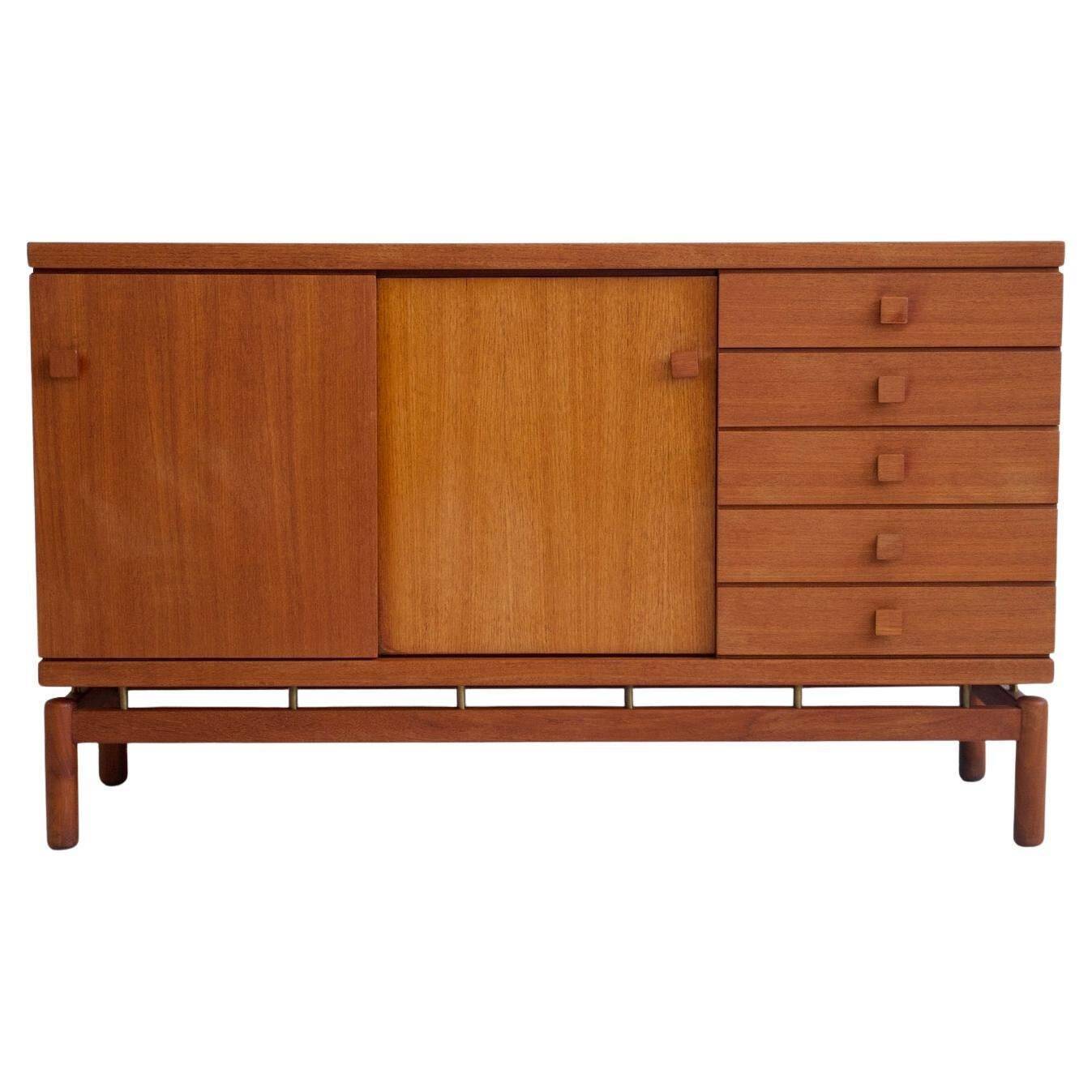 Teak and brass drawer buffet by La Permanente Mobili Cantù