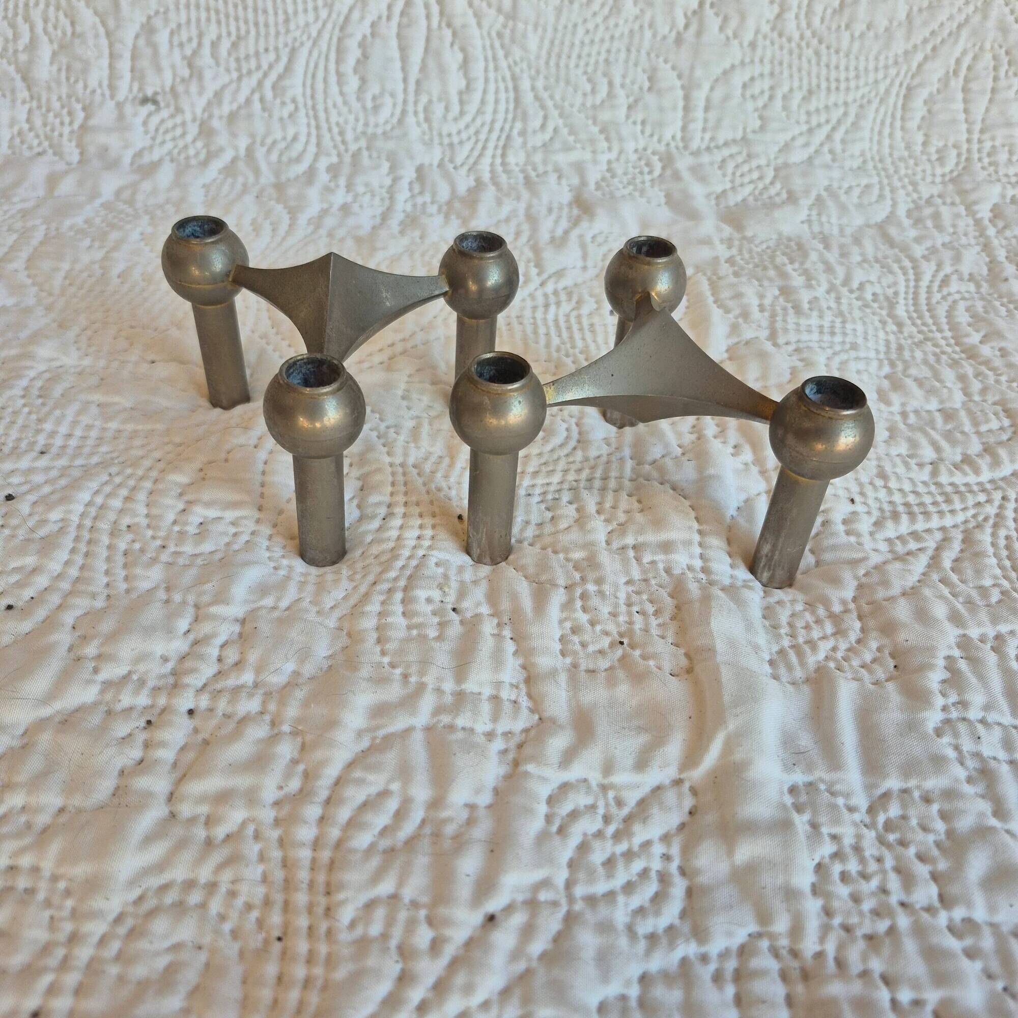 Pair of modular vintage candlesticks – attributed to Nagel S22