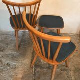 Set of 2 chairs with bars and a stool vintage compass feet 1960's
