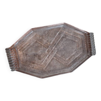 Plateau en verre rose Vintage