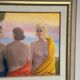 20th Century Oil on Panel – “Three Women” by N. Leon (1947) – Vintage