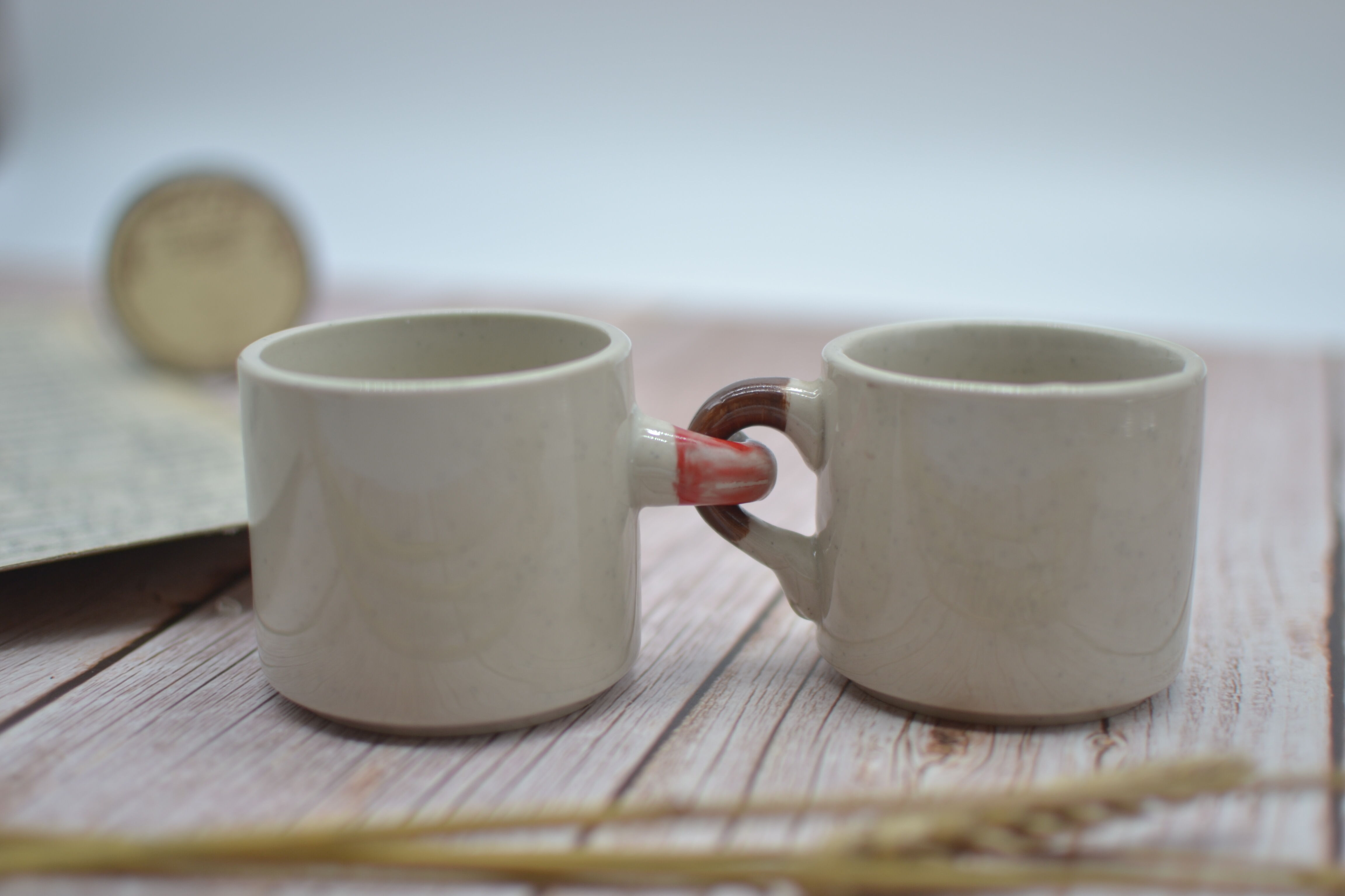 Duo of vintage cups I love you Me too