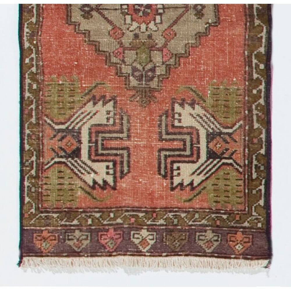 Hand-knotted Small Rug. Vintage Doormat. Turkish Seat Cover. Entryway Rug. Kitchen Mat. Bath Mat
