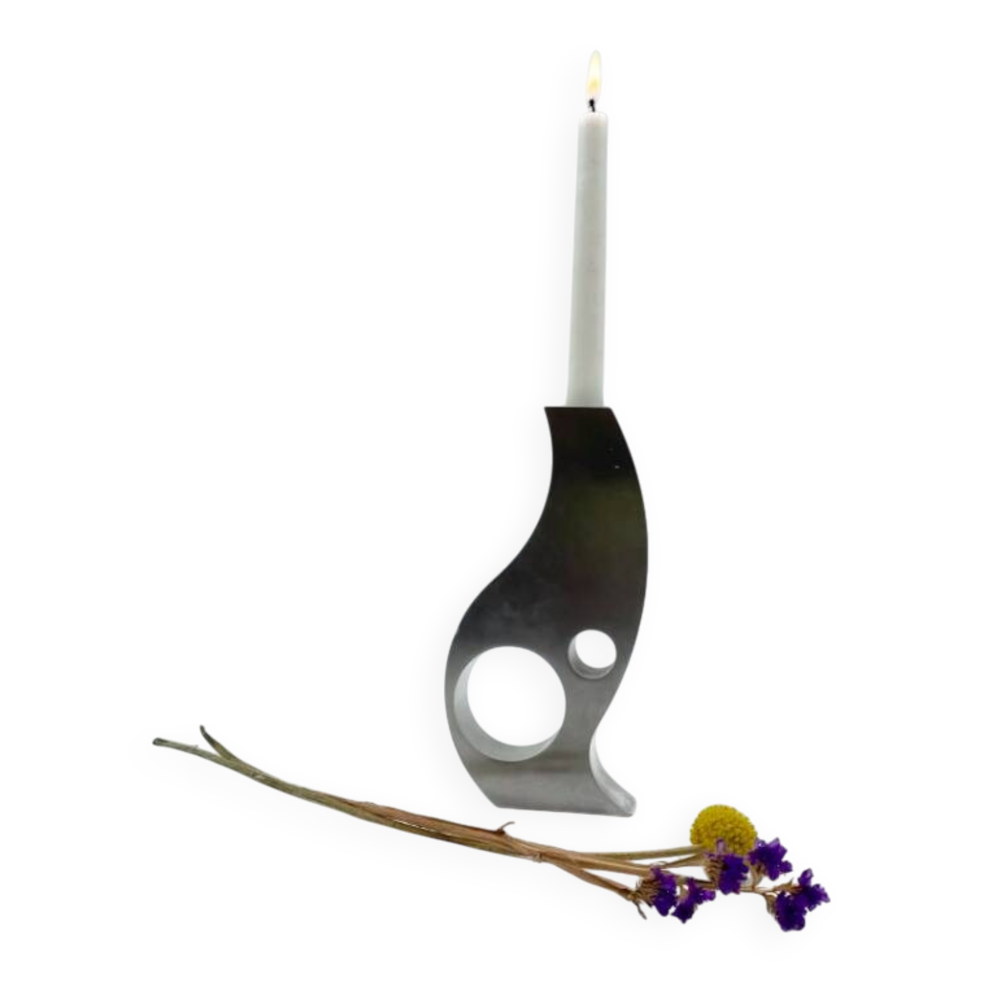 Brushed aluminum "Space Age" candlestick/vase, 1970s