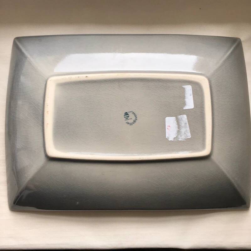 Vintage Grey Montgolfier Rectangular Plate 32 x 24 cm