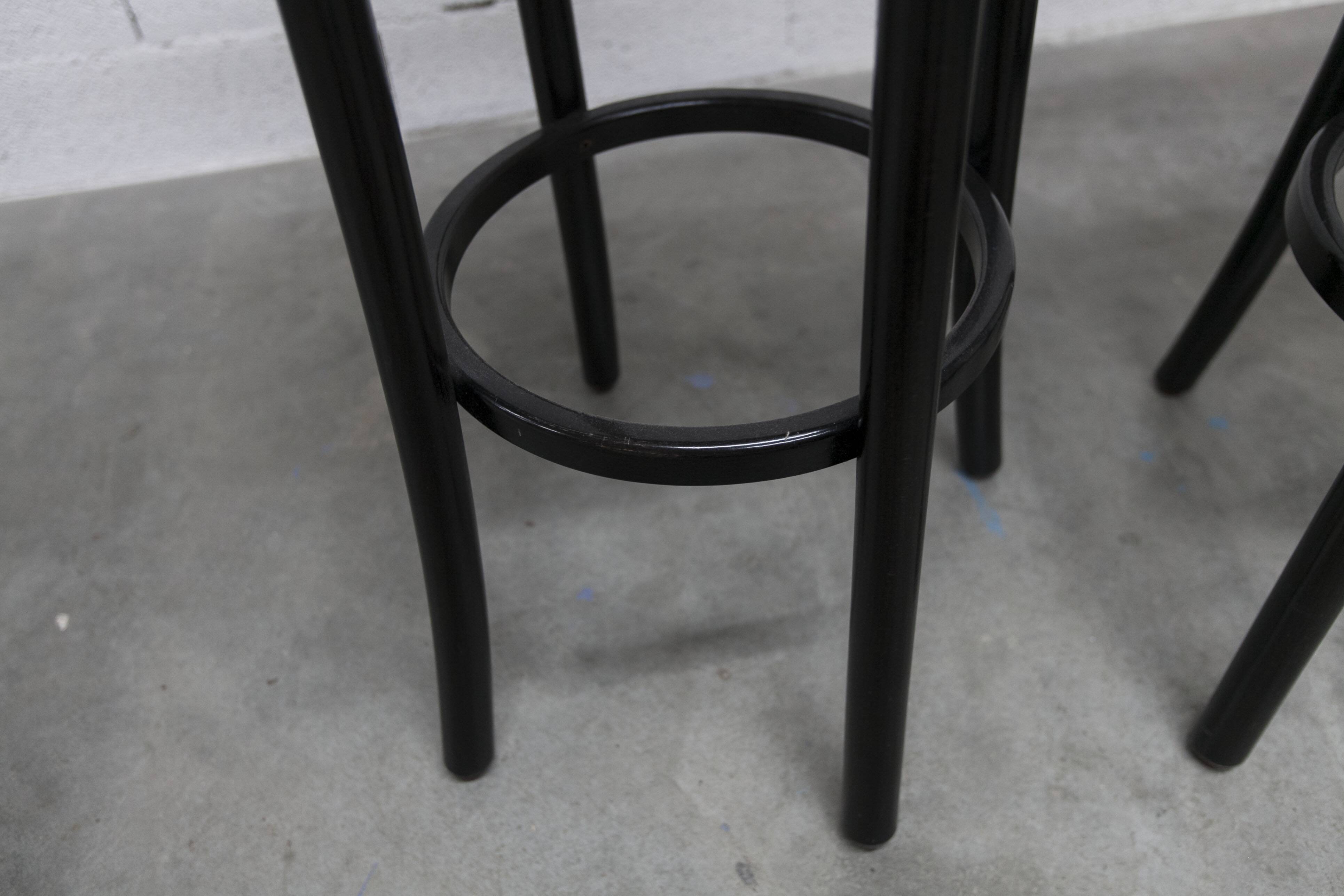 Pair of Baumann stools model Dialog in black and yellow and blue faux leather 1990