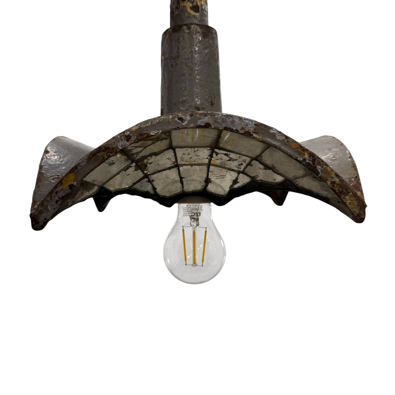 Nr. 1 Vintage industrial mirrored pendant light by Esla