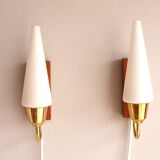 Mid-Century Scandinavian Modern Wall Lamps with Teak Panels  Örsjö, Sweden