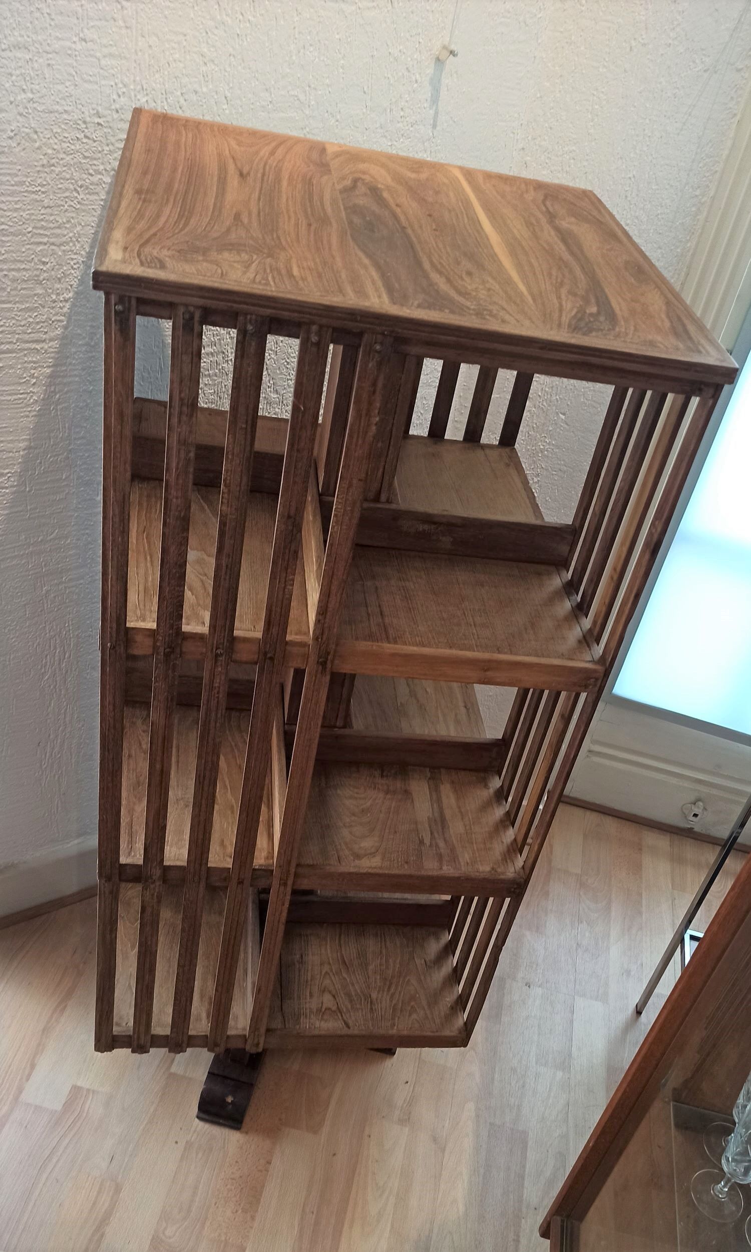 Massive teak revolving library 30s