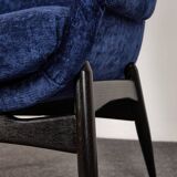 Fauteuil vintage en velours du milieu du siècle par Júlia Gaubek, années 1960, Hongrie