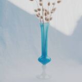 Vase soliflore opaline bleu vintage