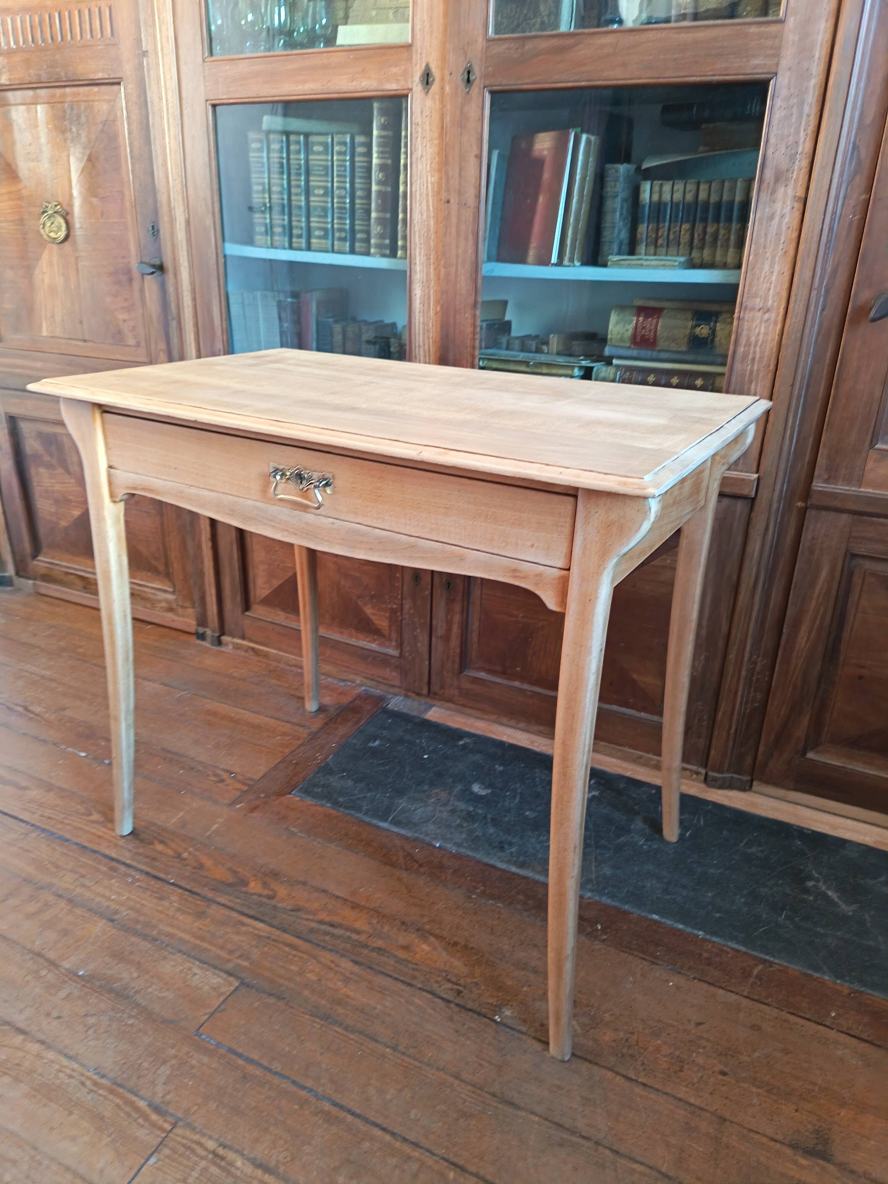 Art Nouveau desk in solid beech.
