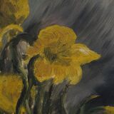 Oil on panel with raven or cozbeau still life with bouquet of flowers