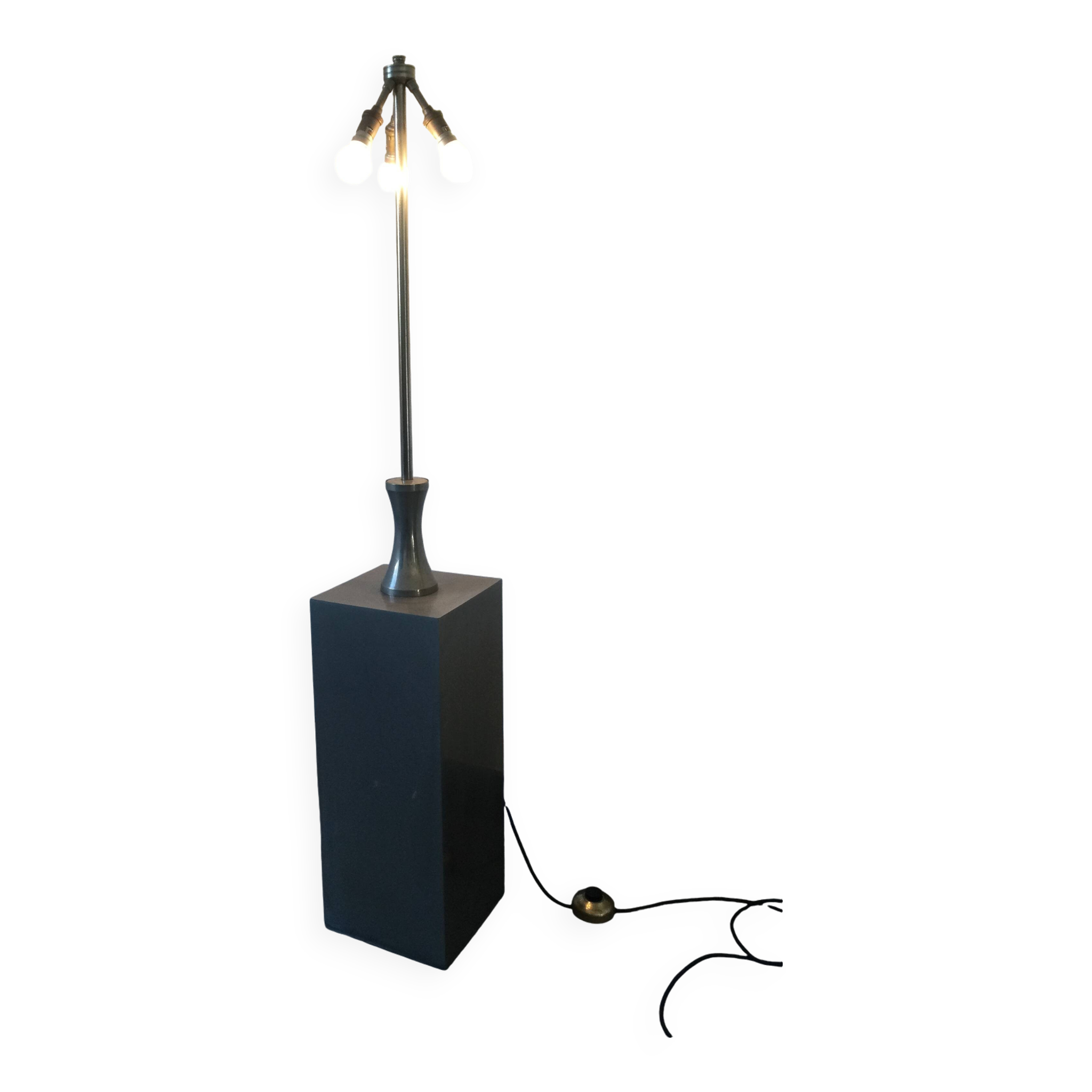 Lampe carrée en laiton chromé, 1970