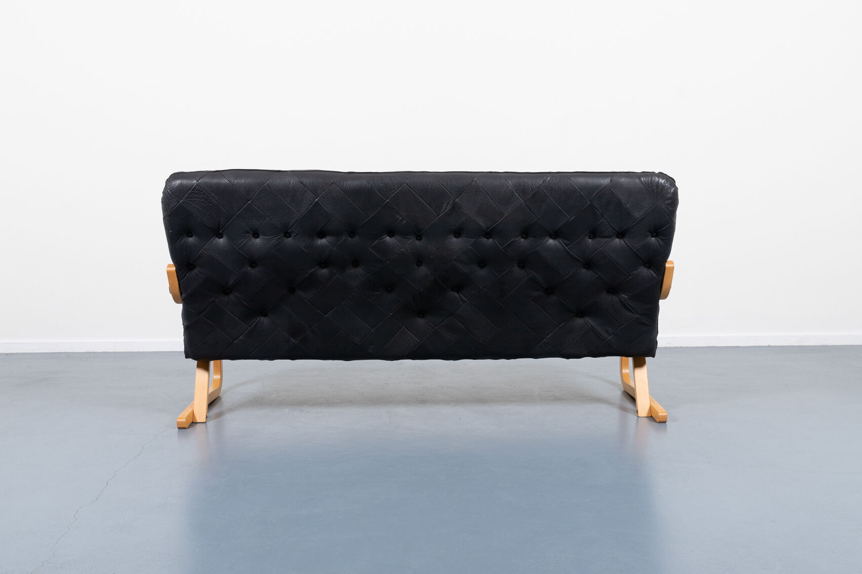 Modern Danish patchwork leather sofa sculptural from the 1970s