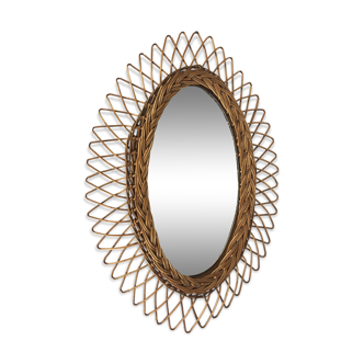 Miroir rotin années 60 56x37cm