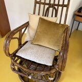 Fauteuil pivotant des années 60 en rotin