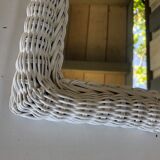 White rattan mirror