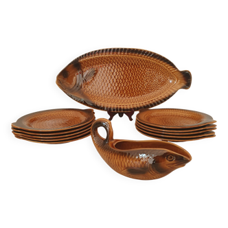 Sarreguemines 12-piece earthenware fish set