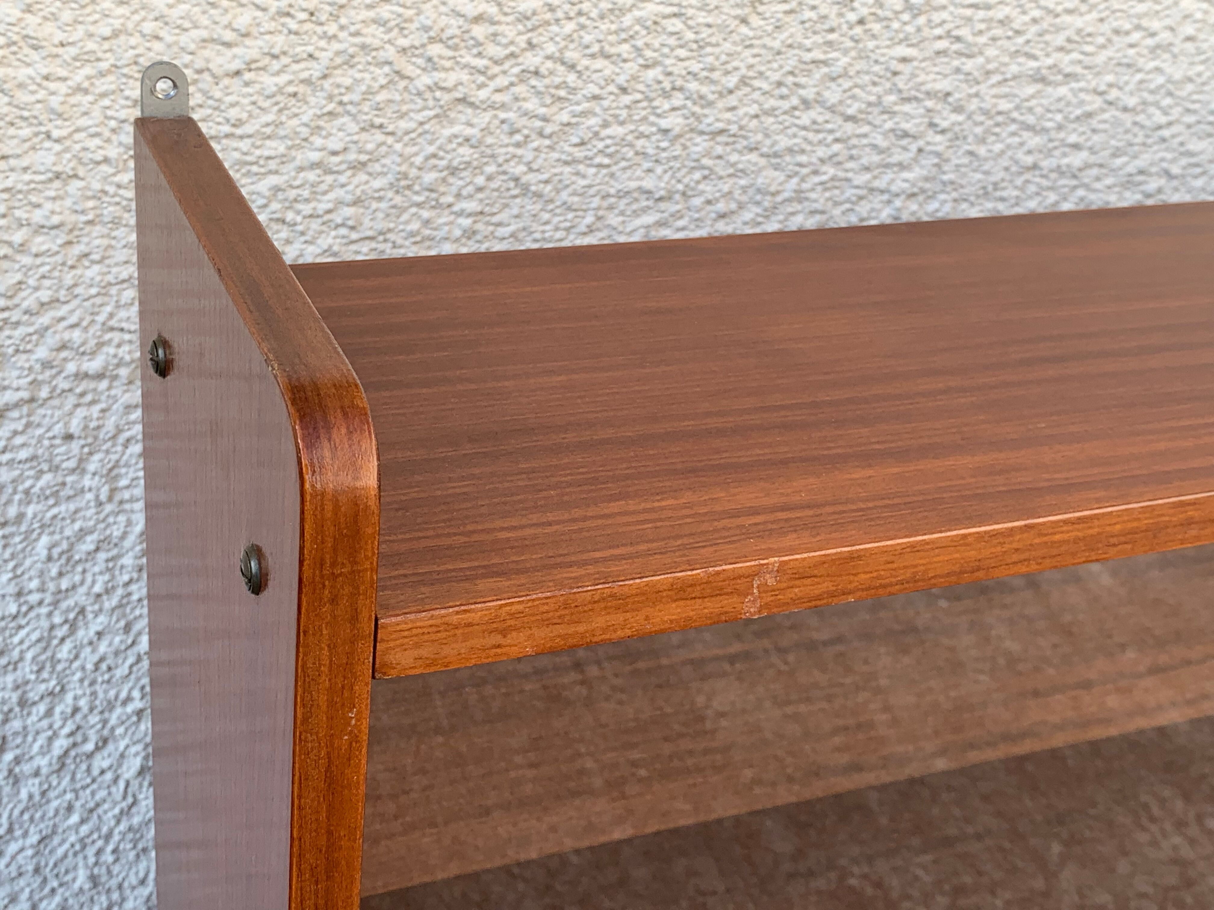 glass wall bookcase in vintage teak 1950