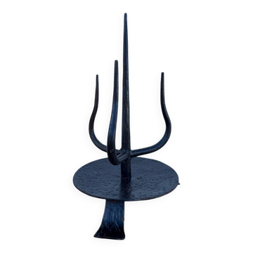 Brutalist wrought iron candlestick holder