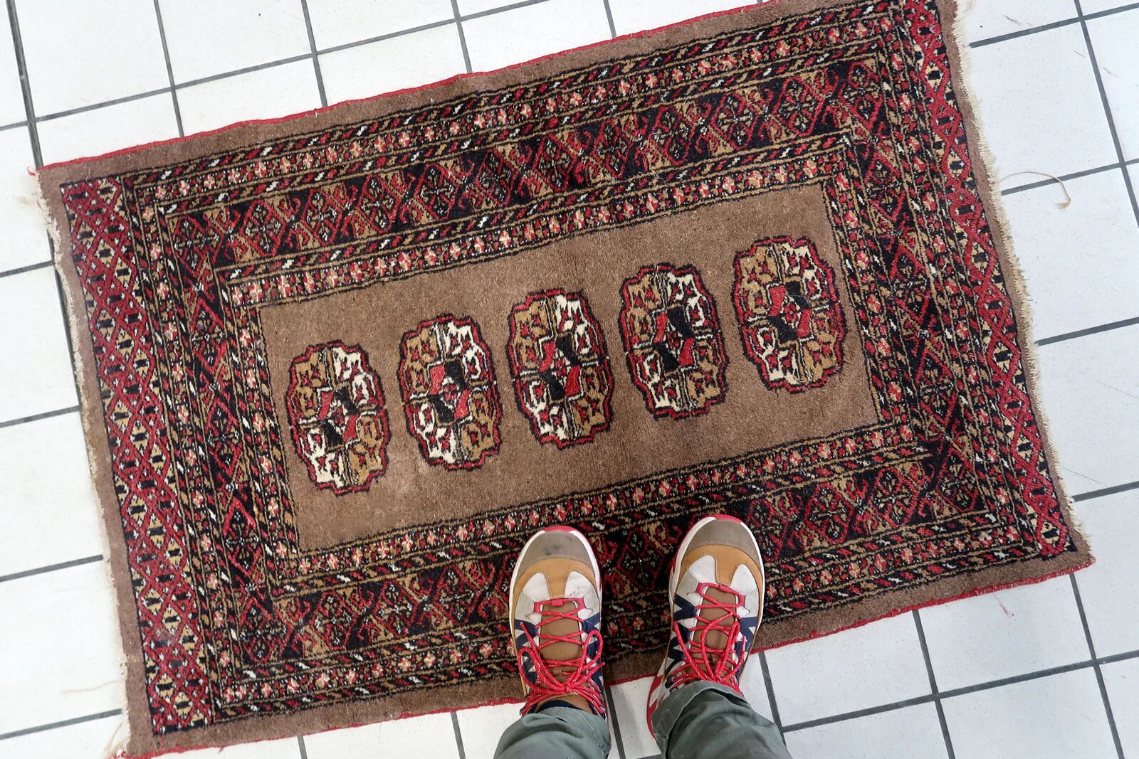 Antique Uzbek Bukhara handmade rug 82cm x 122cm (1920s)