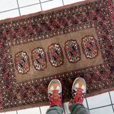 Antique Uzbek Bukhara handmade rug 82cm x 122cm (1920s)