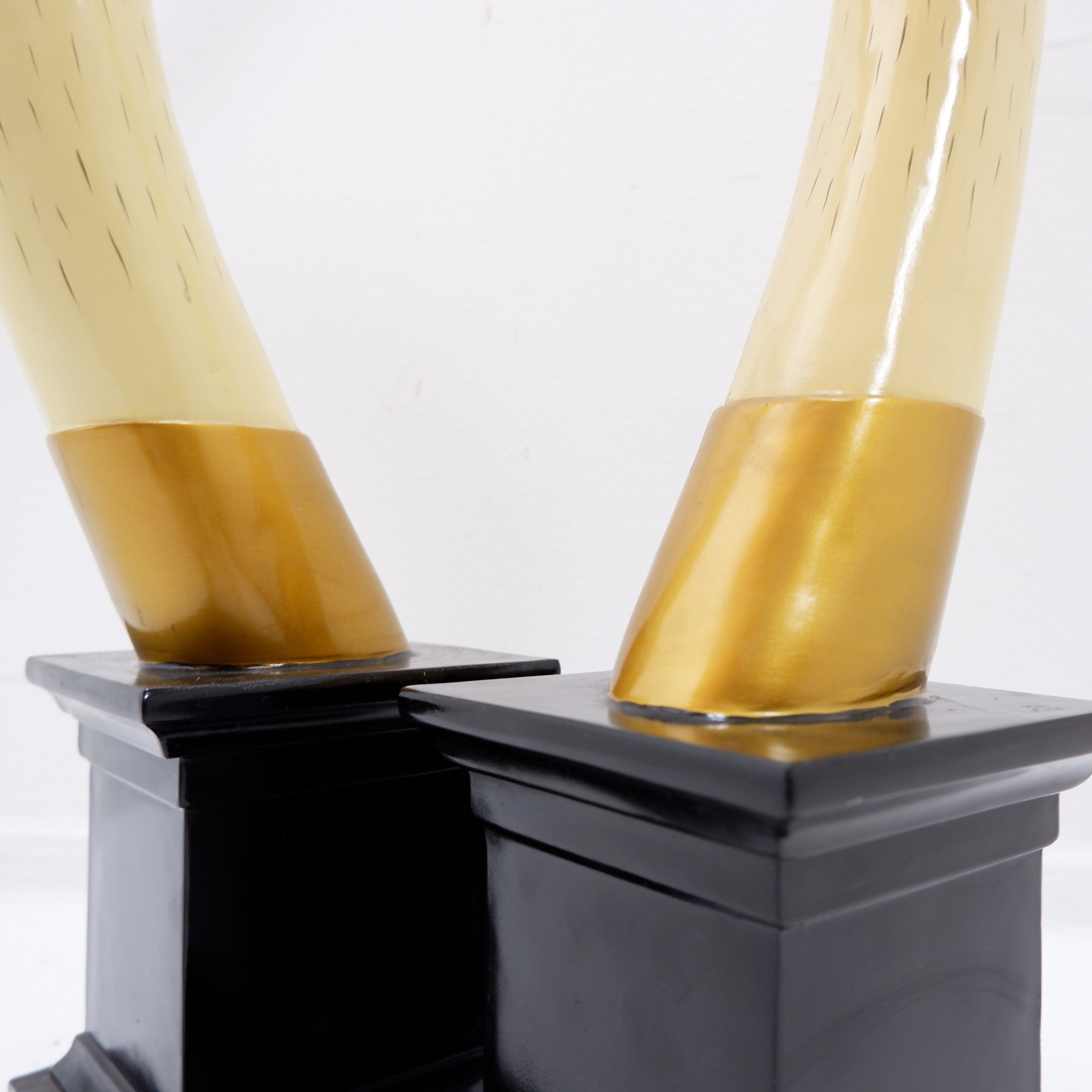 Pair of fake elephant tusks - 20th century H:82cm
