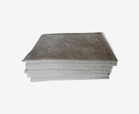 Lot de 7 serviettes damassées blanches