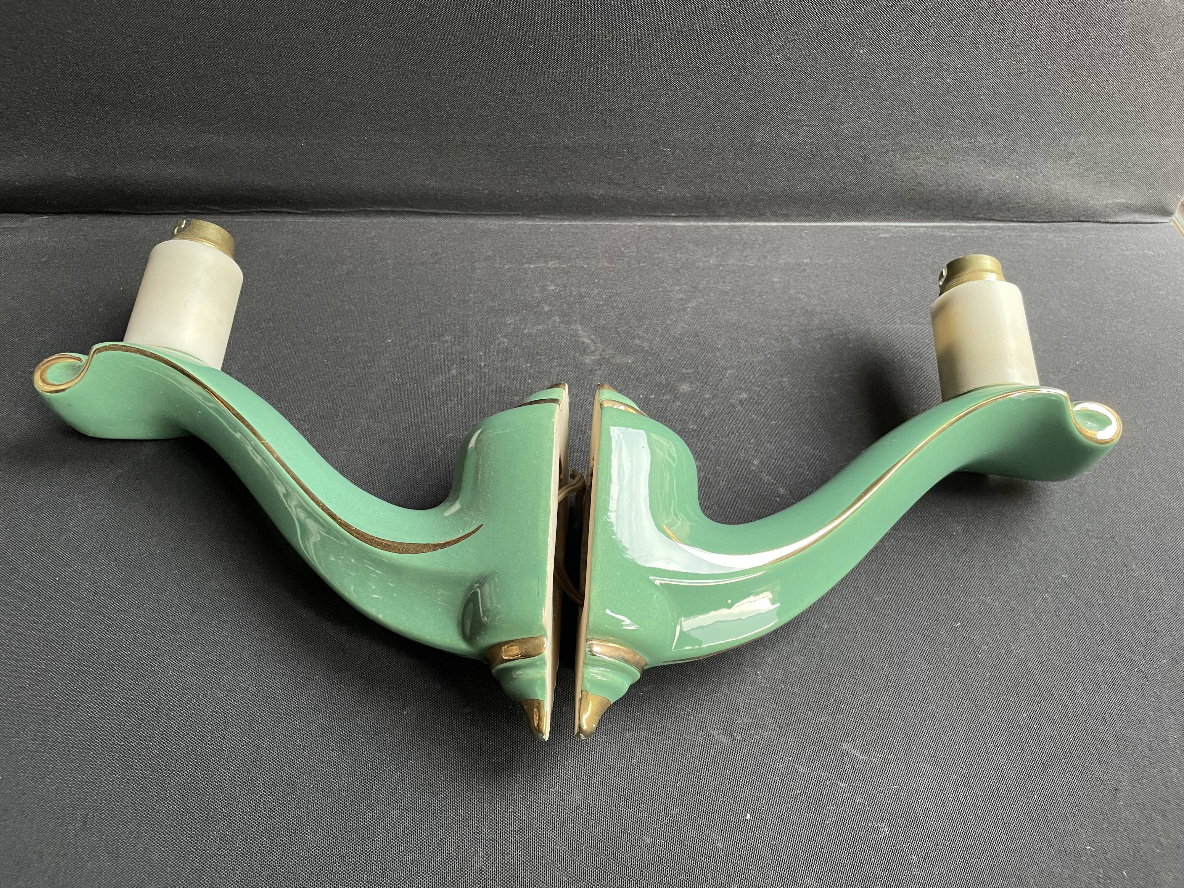 Paire d’appliques – Faïence de Saint Clément – Milieu XXème