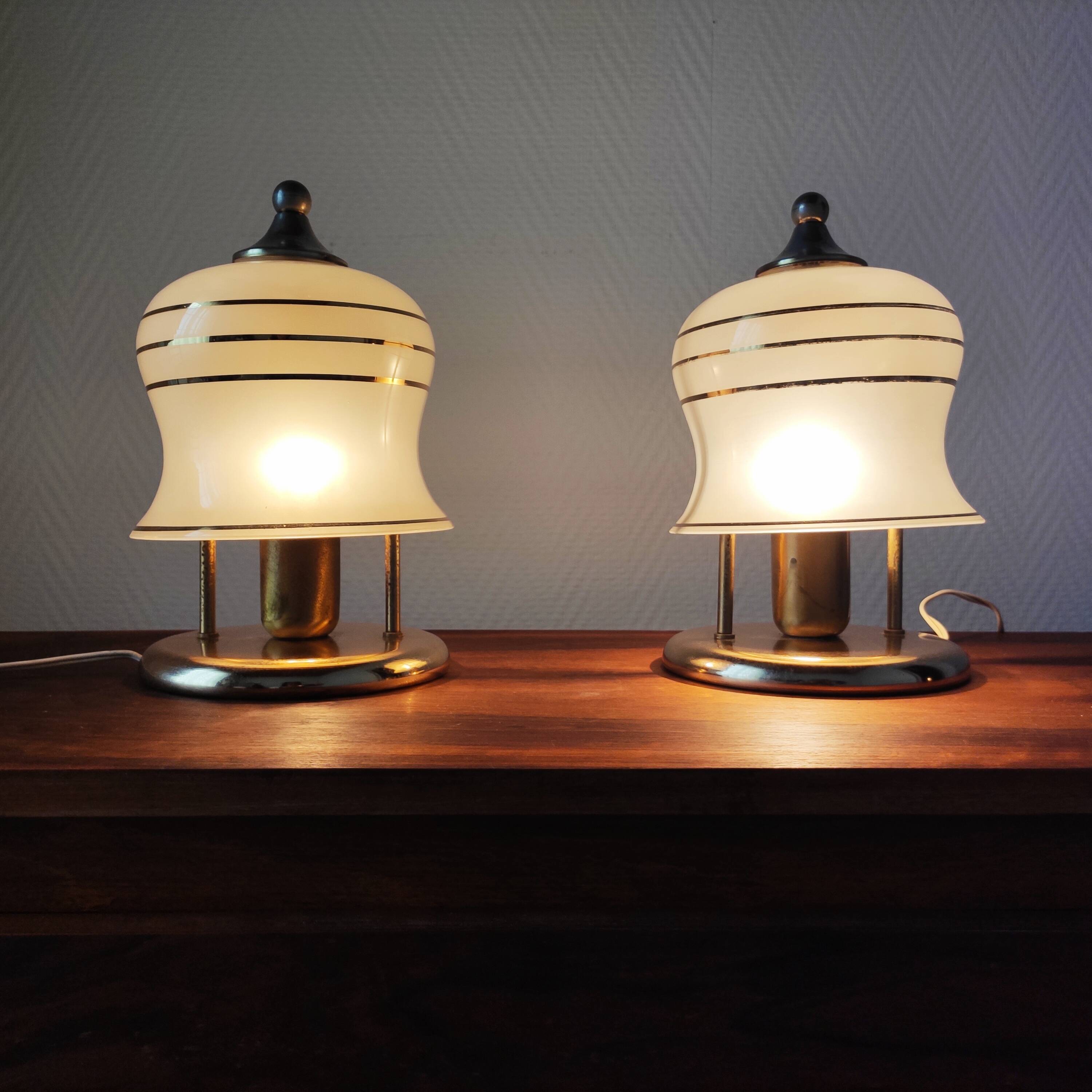 Pair of antique art deco lamps